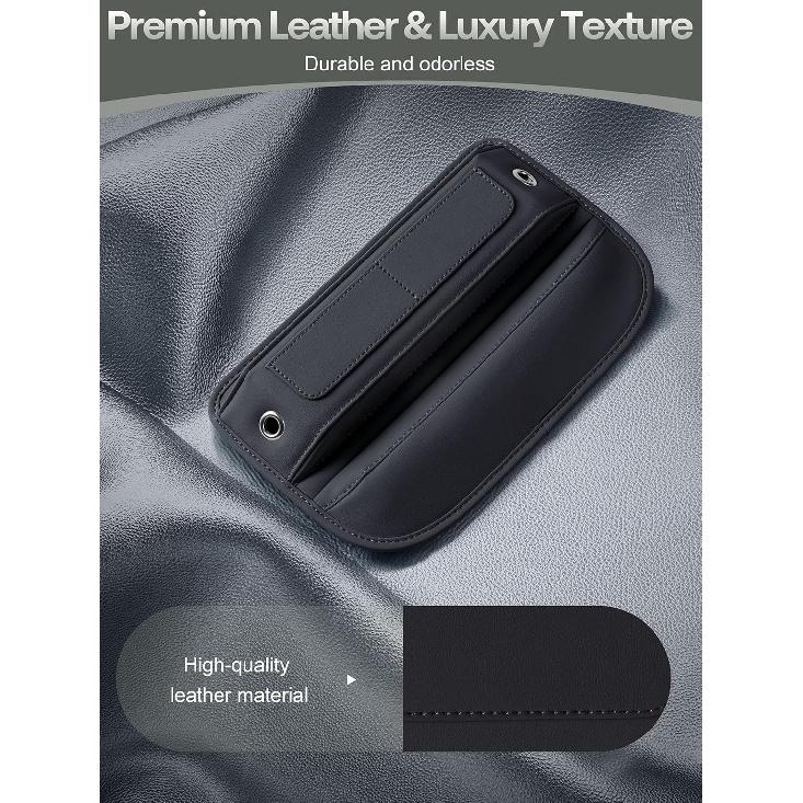 Universal Fit Premium Leather Car Seat Gap Filler Organizer, Center Console Organizer With Card Slots For Car Suv Truck (Black, 2 Pack)