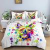 Watercolor Dog Bedding Set Cute Happy Colorful Puppy Duvet Cover Cartoon Bedding Decoration Queen for Women Children Girls Gift