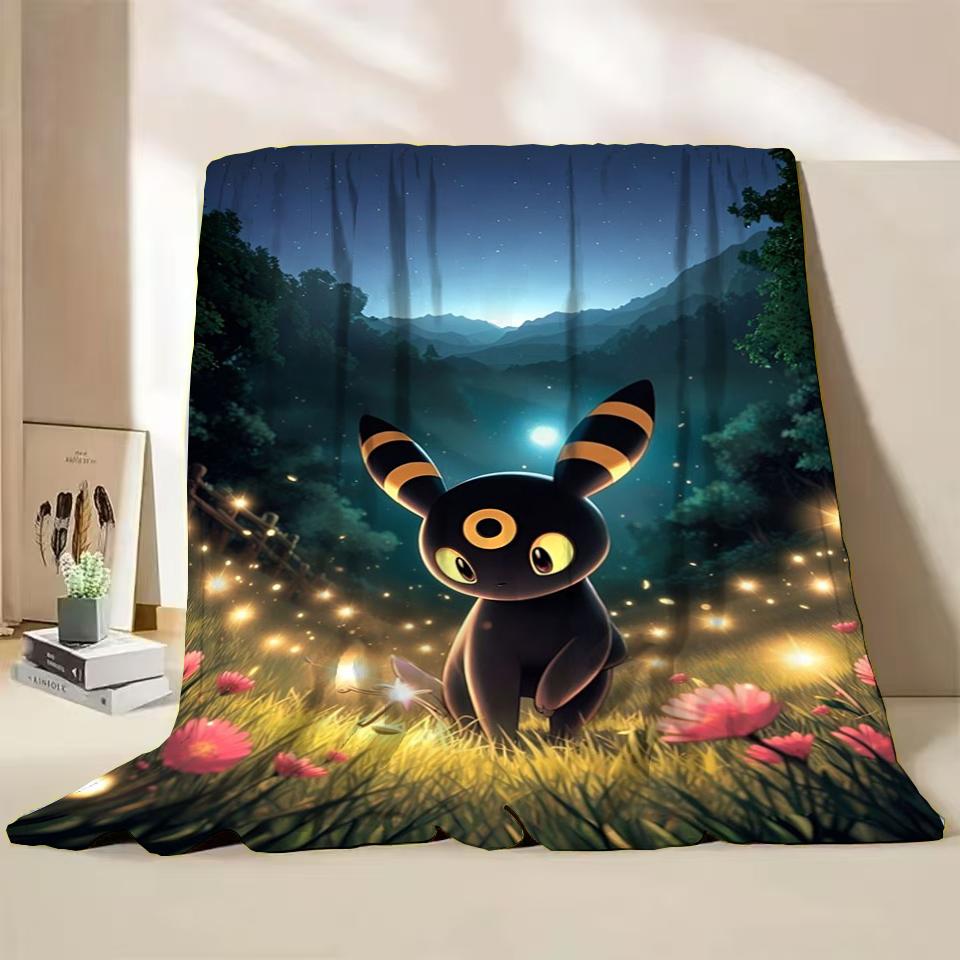 Pokémon Evoli Flanell-Kuscheldecke für Bett Sofa Zuhause Schlafzimmer Büro Reisen Kinder-Überwurfdecke Kinder Winter Warm Weich Geschenke