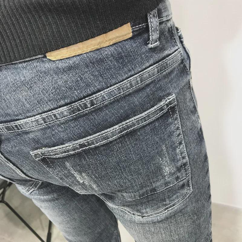 Blugi skinny slim fit pentru bărbați, la modă - stil coreean, pantaloni cu nouă puncte, asortabili