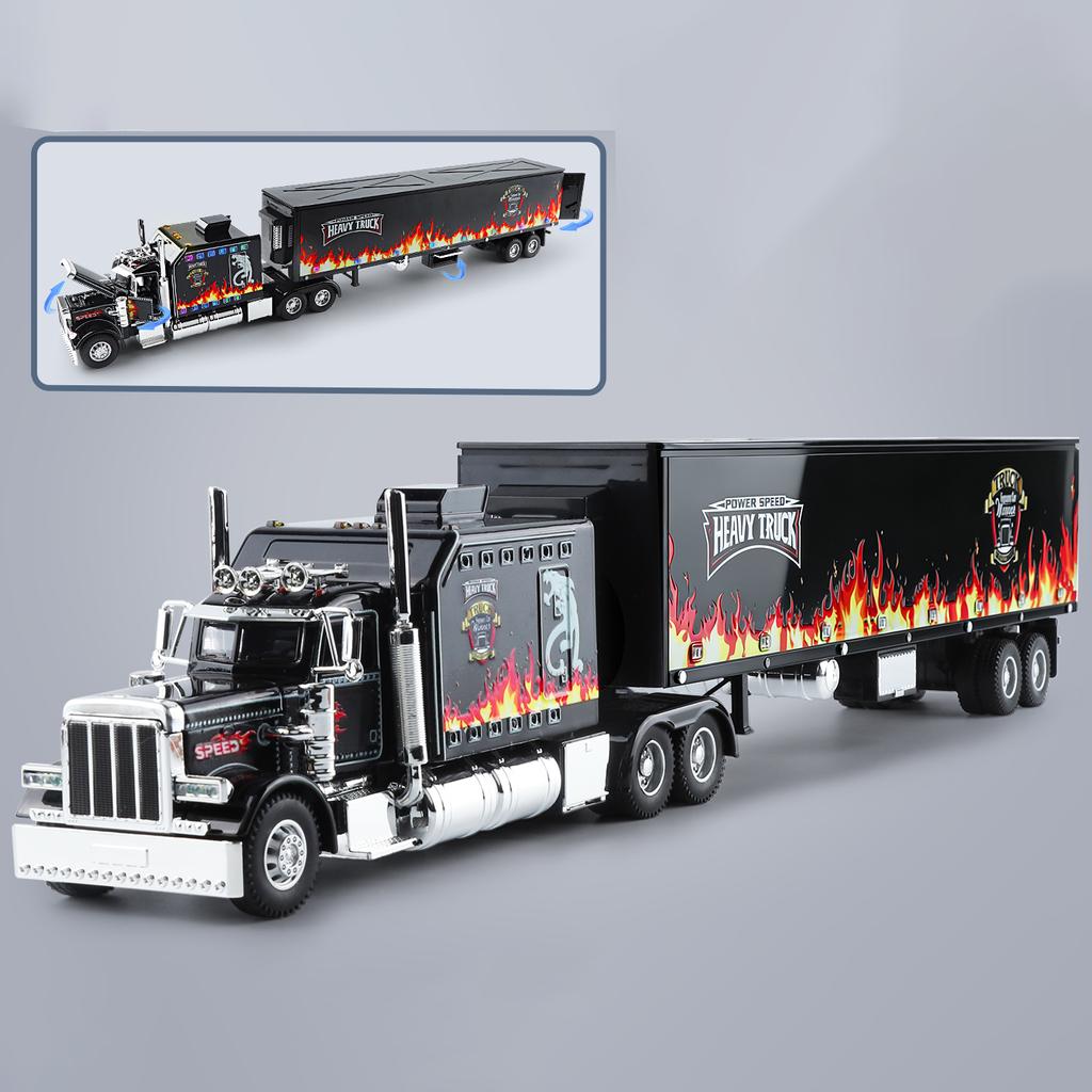 1:24 Scale Peterbilt 389 Tractor Trailer Play Toy Truck Vehicle for Kids, Lonestar Design, With Functions, Pre Built Semi, Reali