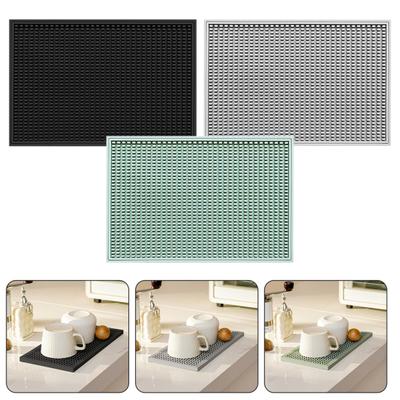 2Pcs Silicone Non-Slip Drainage Bar Mat Set Modern Minimalist Design Insulated Coaster for Wine Glasses Eco-Friendly