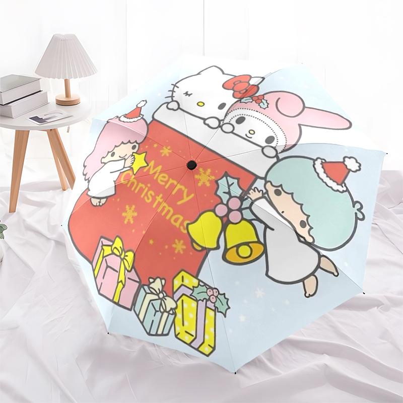 

1pc Hello Kitty Christmas Stocking with Presents - Automatic Opening Umbrella, Portable Folding Design, 8-Rib Iron Frame Outdoor Umbrella, Festive Gif