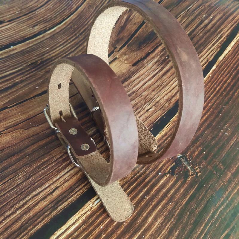 Genuine Leather Dog Collar Medium Large Dogs Solid Color Adjustable Pet Neck