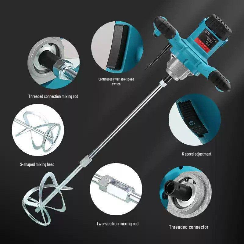 6-Speed Industrial All-Copper Motor Paint Mixer with Paddle Blade