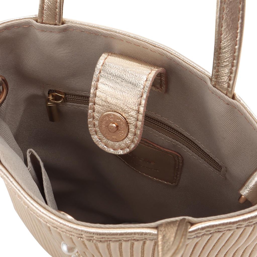 [Perke] Sheepskin pleated 2-way mini shoulder bag with pearls