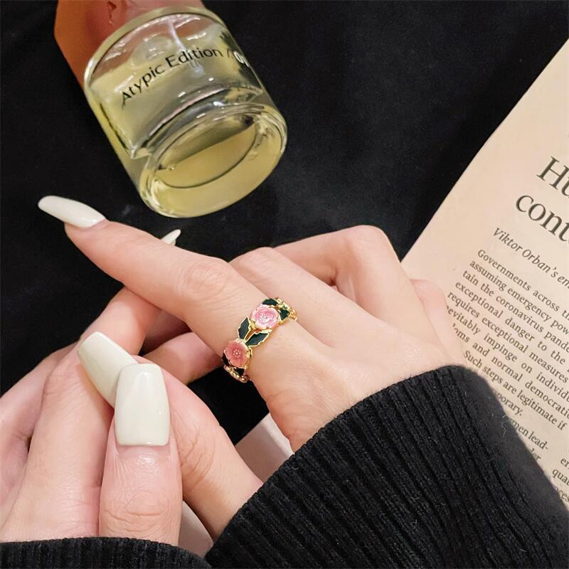 Xiaoxiangfeng Color High-End Sense Fashion Niche Temperament Open Ring Dopamine Dripping Index Finger Ring