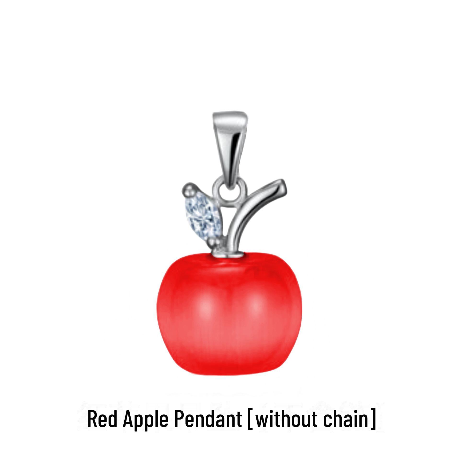 

Классическое ожерелье с подвеской в виде яблока «кошачий глаз» из серебра с платиновым покрытием, розовым кристаллом и лунным камнем diamond pendant [without chain] красный