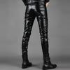 Winter Warm Heren Pluche Verdikken Slim Motorfiets Fleece Koubestendig en Waterdicht Pu Leer Broek