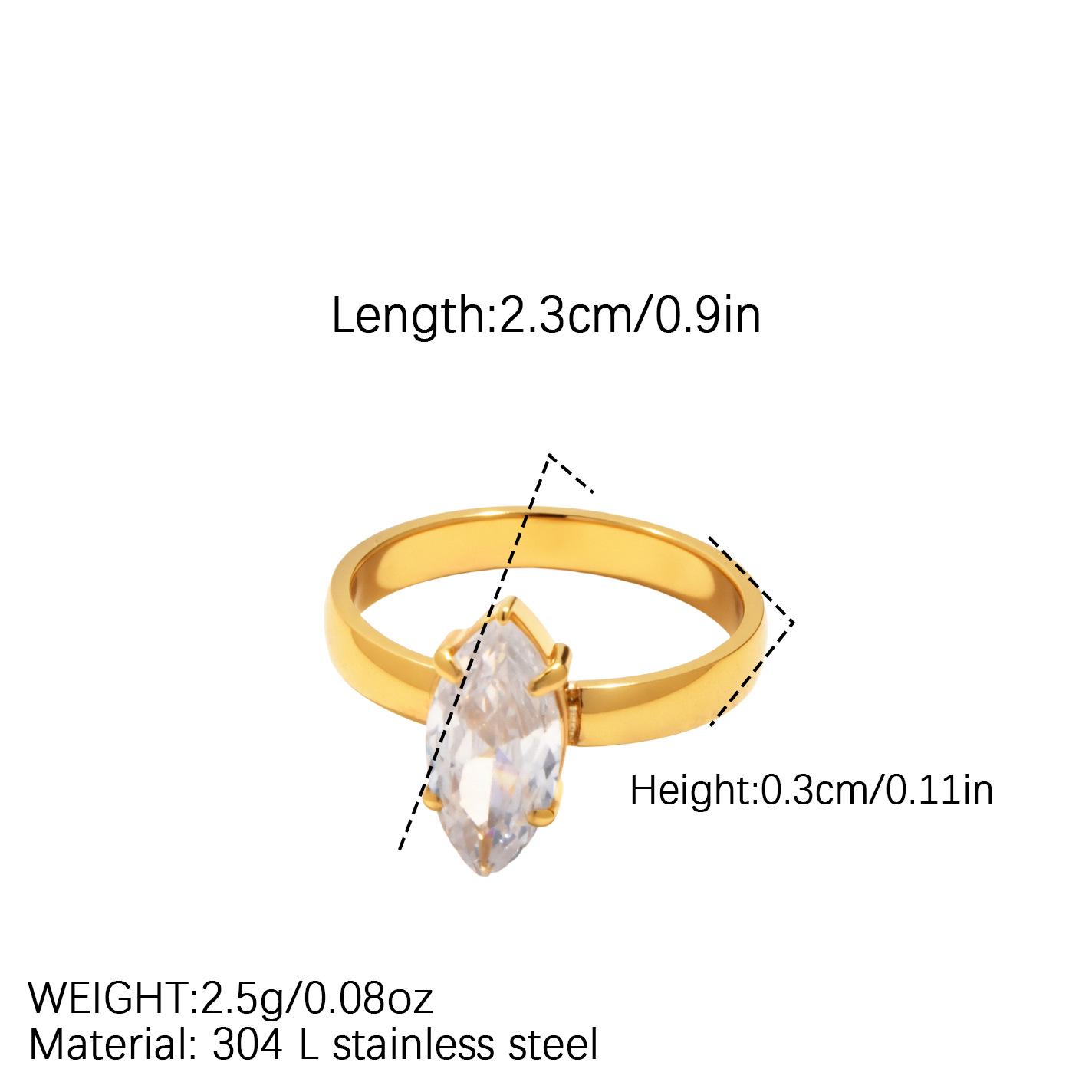 YF8365 Fashionable Elegant Temperament Trendy Stackable Pairing Rhombus Zircon Ring 18K Gold Plated Waterproof Stainless Steel 6