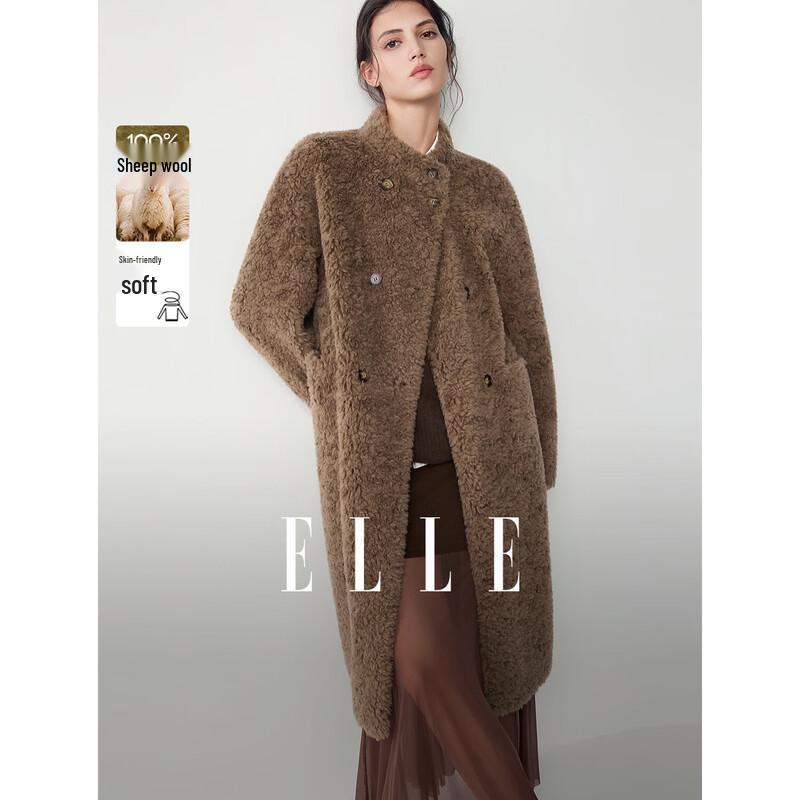 ELLE Women s Retro 100% Wool Long Plush Coat M