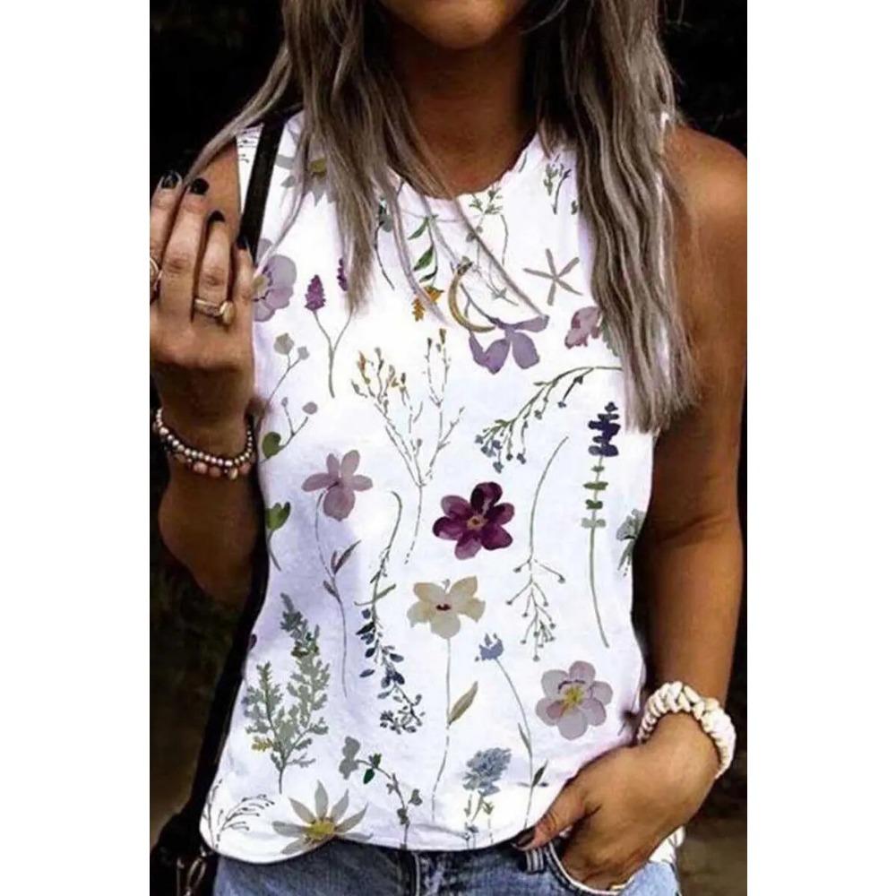 Letní Květina Vážka 3D Tisk Tílka Dámská Móda Streetwear Oversized O-Výstřih Vesta Bez Ramínek Bez Rukávů Dámské Tílko