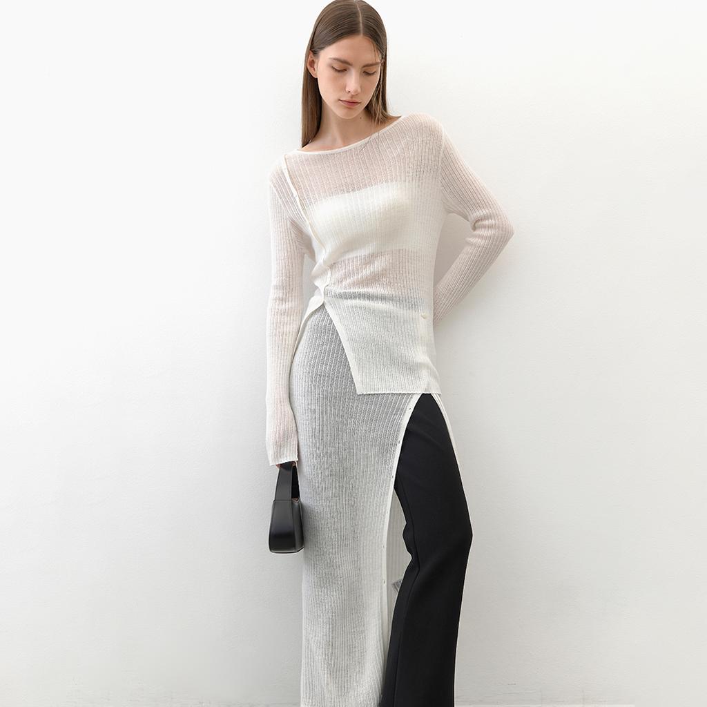 ATELIER NAIN Wool Sheer Set-Up Knit(T-7017)