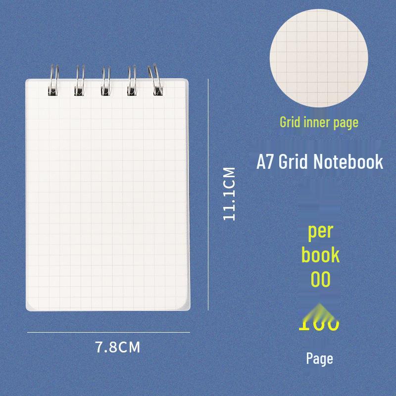 PP Cover A7 Flip-Up Coil-Bound Lined Notebook - Mini English Diary for Students & Stationery