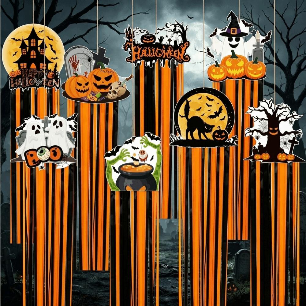 8Pcs Creative Halloween Pumpkin Hanging Decor DIY Halloween Hanging Sign Front Door