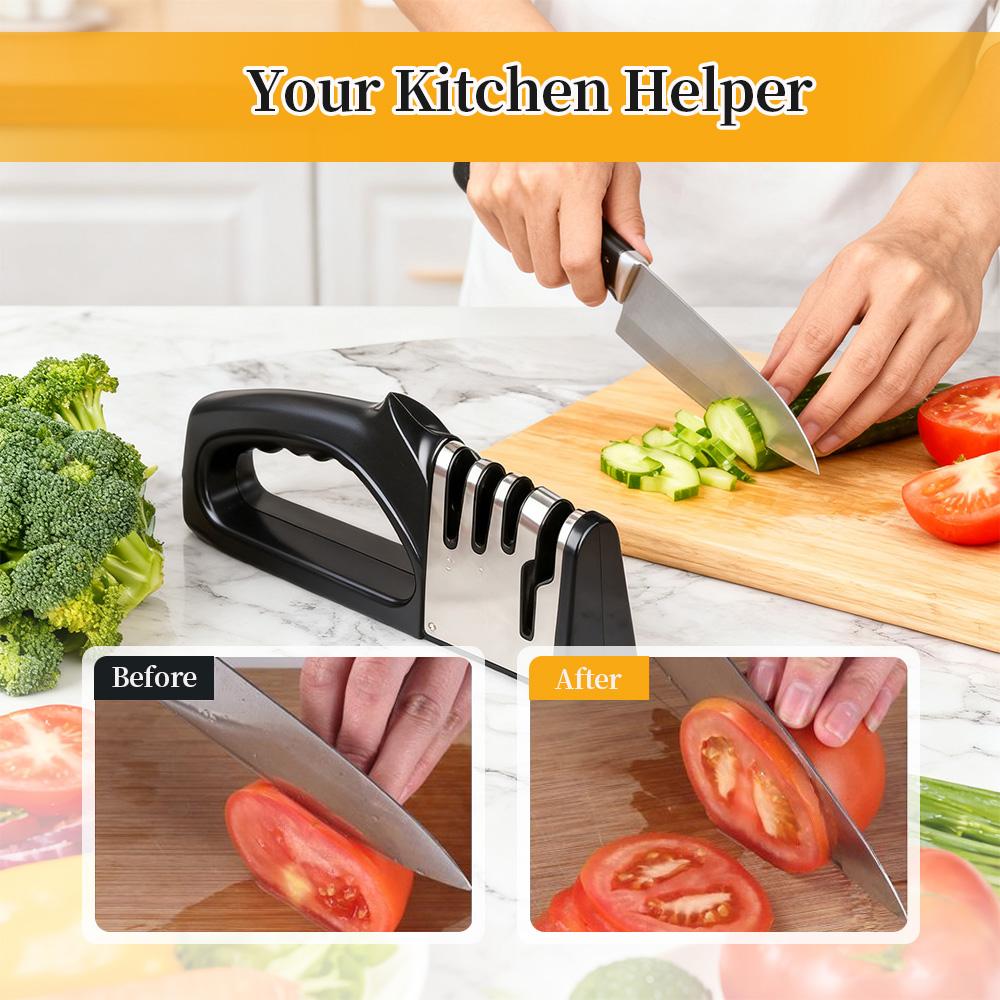 Kitchen-Specific Ceramic Knife Sharpener! Four-In-One Function, Suitable For Both Home And Commercial Use.