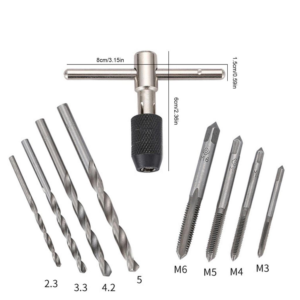 Metric Tap And Die Set 9 Pieces Tap Handle Tool Screw Tap Set Thread Repair Tool Tap And Die Set Metric