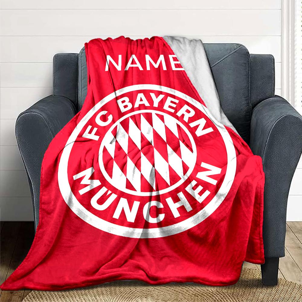 Custom Name Bayern Munich Crest Blanket for Couch & Bed, Plush Cozy Fuzzy Blanket Super Soft & Warm Blankets for Fall and Winter. 0908292