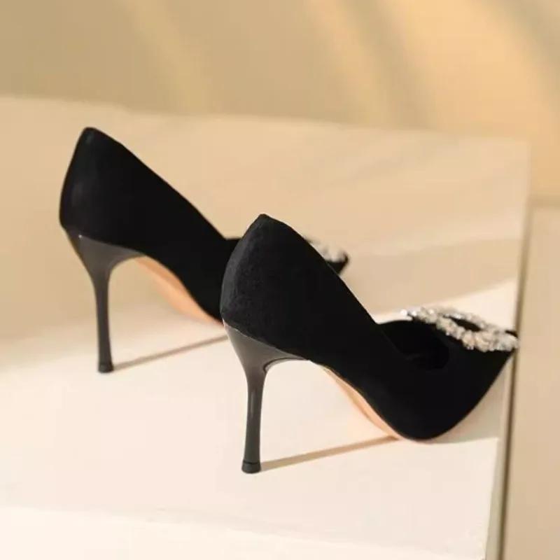 Fashion Spring Fall 2025 Plus Size High Heels Women's Shallow Mouth Stiletto Single Shoes