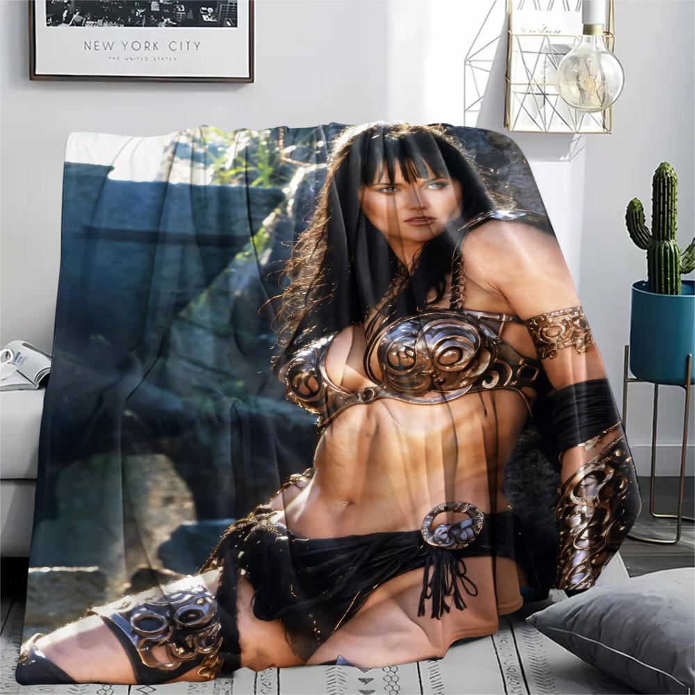1PC Xena Warrior Print Flannel Blanket, High Quality Comfortable for All Seasons, Home Decor, Warmth and Comfort, Perfect for Christmas Gifts251