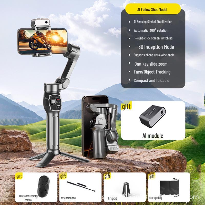AI Tracking Smartphone Gimbal Stabilizer: Handheld Anti-Shake Video Equipment