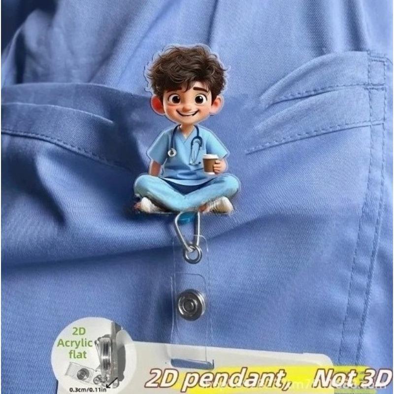 Cute Ambulance Retractable Nurse Badge Reel Clip Cartoon Medicine Doctor Students IC ID Card Badge Holder