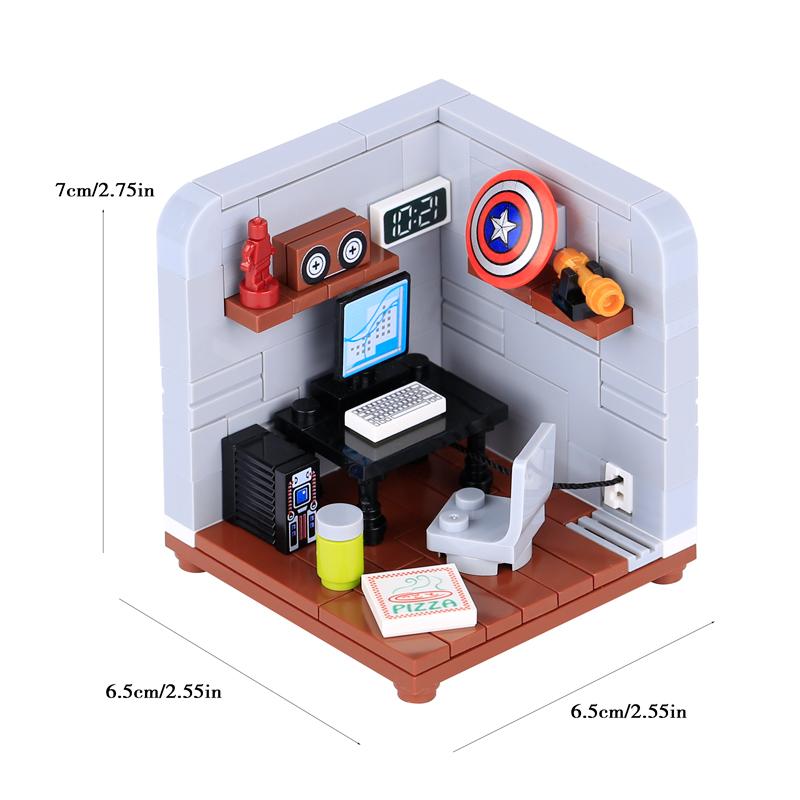 MOC Mittelalterliche Bausteine Set Zubehör Schmiede Schlafzimmer Tisch Bar Möbel Küche Zusammenbau Jungenspielzeug Mini Ziegelsteine K027 DIY