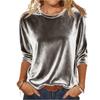 Women's Solid Color Gold Velvet Fashionable Long Sleeved T-shirt Pullover Top