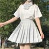 Original Design JK Uniform Milk White Round Neck Short Sleeve Shirt for Women