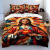 Jesus Sacred Heart motif. Bedding sets Duvet cover sets Duvet covers Pillowcases(1*Duvet Cover 2*Pillowcases without duvet insert)