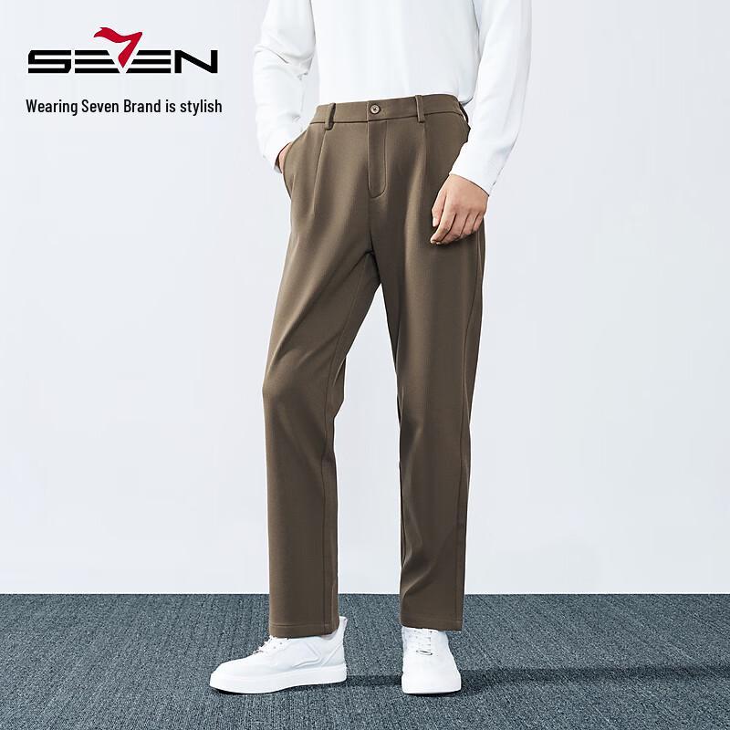 Seven Men's Brushed Interior Casual Elastic Waist Straight Pants