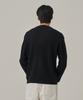 ANALOG MOOD Washable Cable Henley Neck Knit T-Shirt (Black)