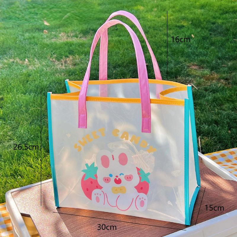 Ins Summer Girls Jelly Bag Cartoon Bear Transparent Shoulder Bag Waterproof Beach Bag Student Travel Handbag