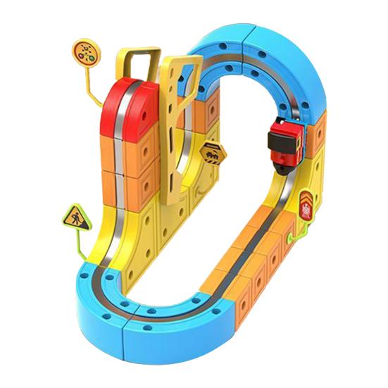 

66/92Pcs/Set Magnetic Train Track Set DIY Race Car Cube Rail Boys Girls Gravity-Defying Building Kit Toddlers A