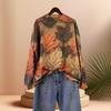 New Fashion Maple Leaf 3D Printed Half-height Crew Neck Sweater Autumn Women's Comfortable Long-sleeved Loose Knitted Sweater