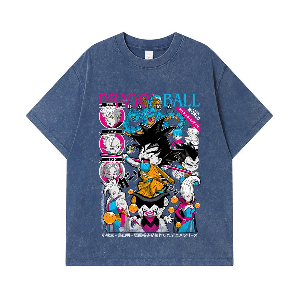 275 GSM Washed T-shirts 100% Cotton Dragon Ball V32 Daima Print Unisex Heavy Cotton T Shirt