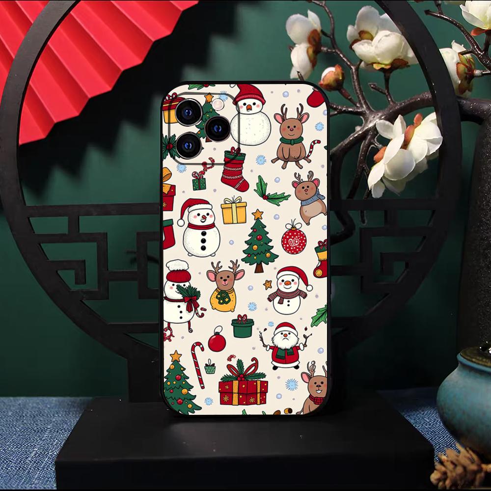 Christmas Santa Claus Snowman Phone Case For IPhone 17 Pro Max 16 15 14 Pro Max 13 11 X Xs Xr 8 7Plus Silicone Cover