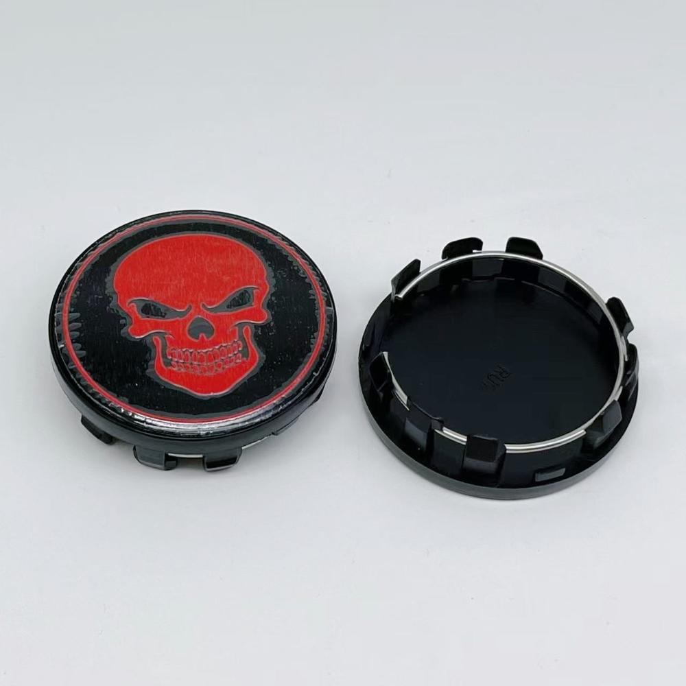 4pcs 59MM ( 55MM I.D ) Car Wheel Center Caps With Skull Logo Emblem Rim Hubcaps Cover Wheels Hub Lid Replace Styling Accessories