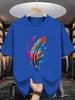 Vibrant Rainbow Feather Print Unisex Short Sleeve Tshirt Art Quill Pattern O Neck Tee Creative Art Style Male Street Fashion Tops