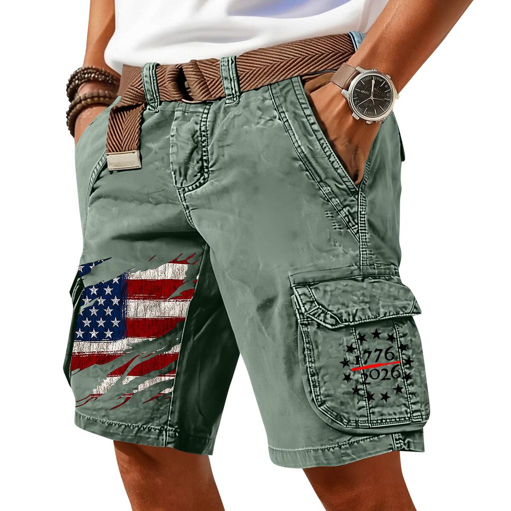 Pantaloncini Cargo Casual Stampati da Uomo per l'Estate con Tasche Multiple
