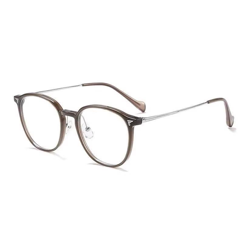 With Coconut Gray Myopia Glasses Retro Schoolgirl Looking Thin Cold Tea Round Frame Plain Glasses 01247