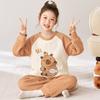 Kinder Flanell Pyjama Set Jungen Mädchen Warm Langarm Oberteil Und Hose Nachtwäsche Winter Haus Nachtwäsche