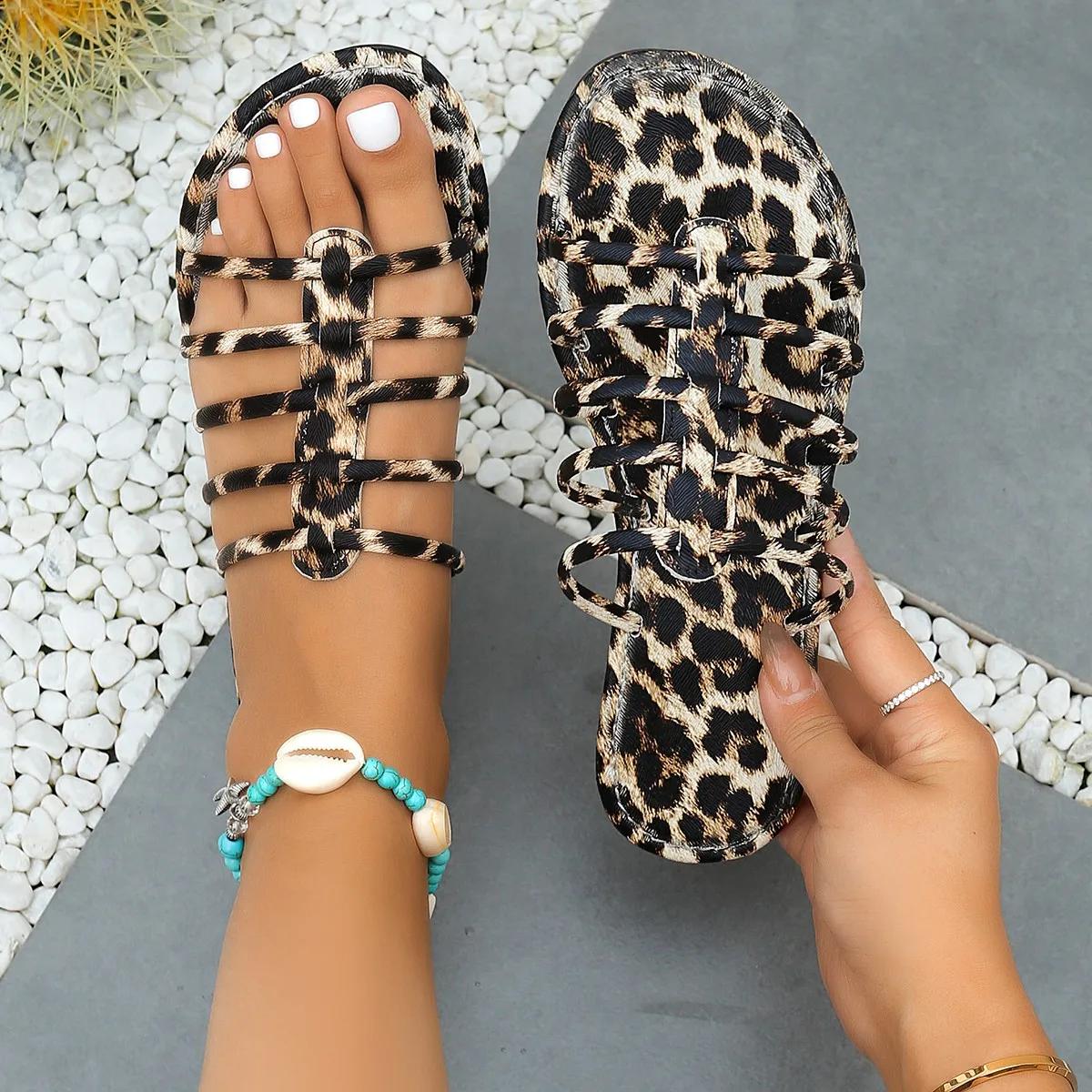 

2024 Горячая Распродажа Женская Обувь Уличные Женские Тапочки Летние Разноцветные Леопардовый Принт Открытый Носок Пляжные Тапочки На Низком Каблуке 36 цветной печати леопарда