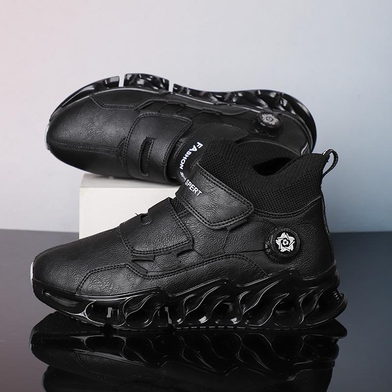 Klobiger Sneaker Übergröße 45 46 47 48 Herren Laufschuhe mit Blade-Sohle Mode Casual Leder/Mesh Schuhe mit erhöhter Plattform