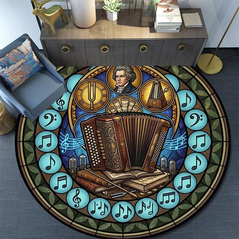 Music Nature Harmony Round Area Rug Under Office Chairs Bedroom Living Room Home Decor