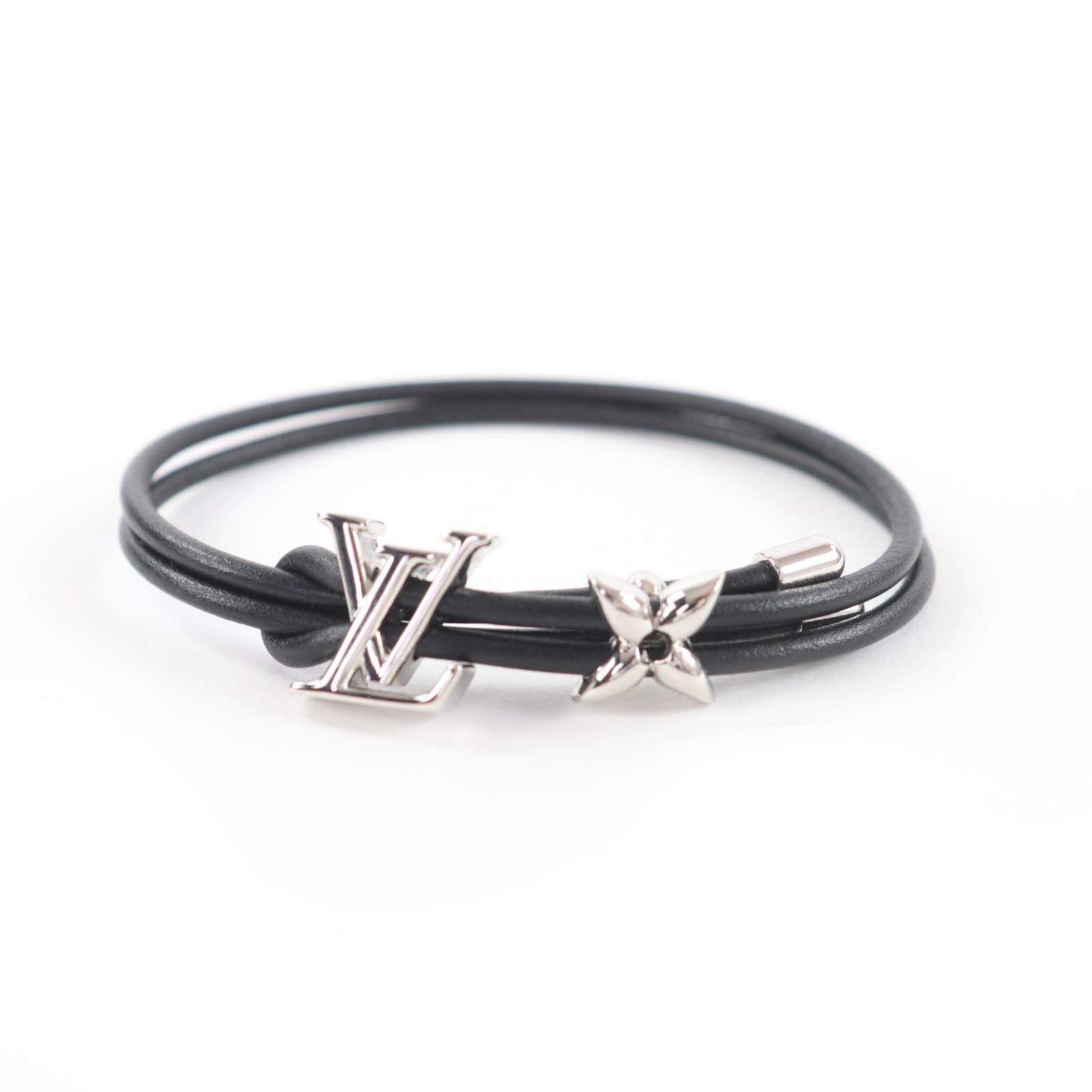 

Pristine LOUIS VUITTON LV Bloom Monogram Flower Bracelet black leather M8970Z Used