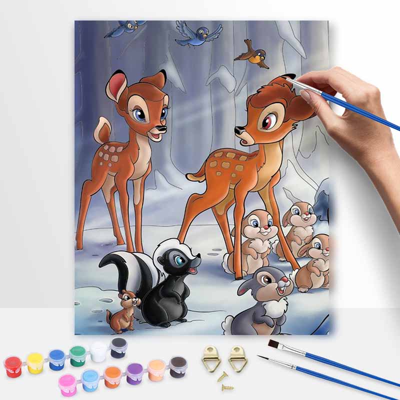 Disney Bambi Friends Oil Painting Kit Canvas DIY Home Decor Gift 20x30cm