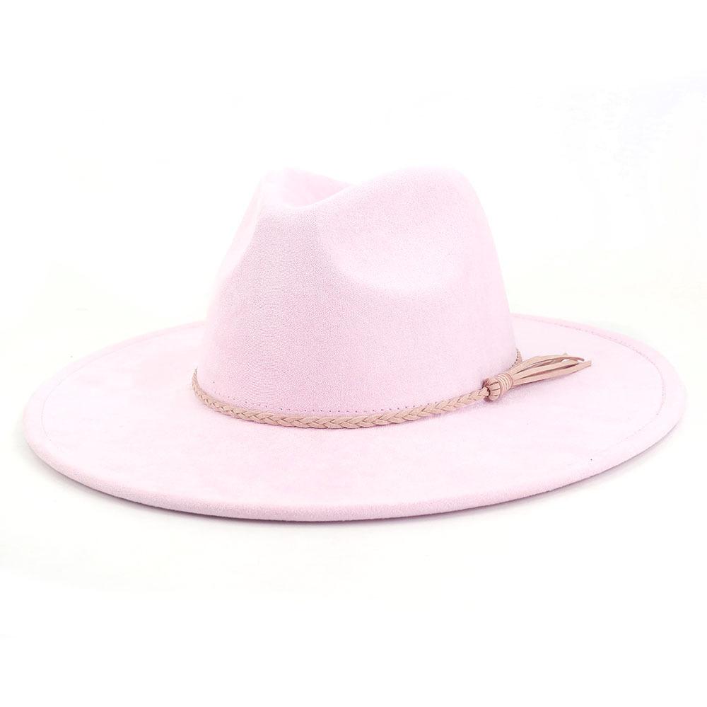 Unisex Suede Felt Fedora Hat Wide Brim Flat Edge Elegant Classic Gentleman Hat