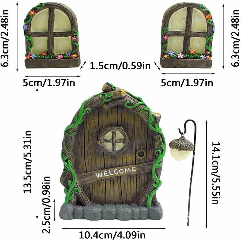 

Fairy 4pcs Miniature Tree Door Window Door Glow Gnome Elf Home Sculpture Statues