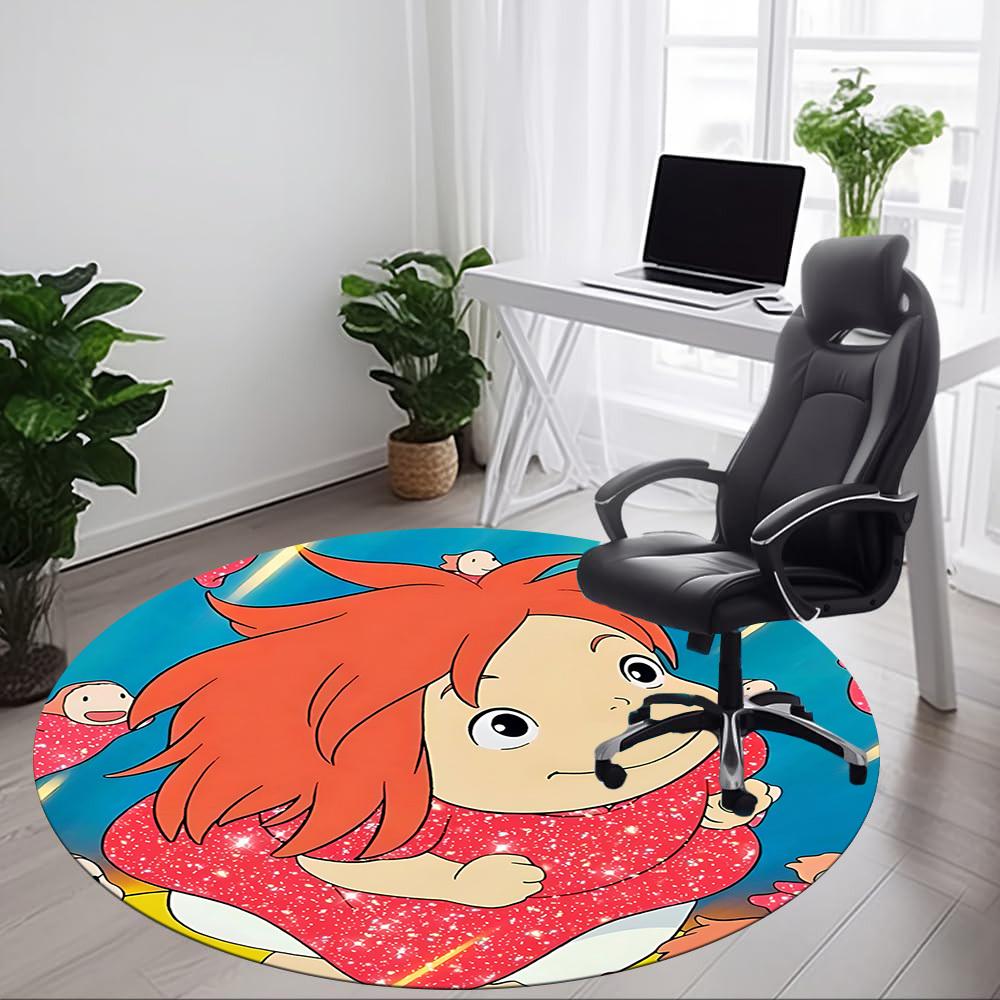 1pc Ponyo Office Round Area Rug, Under Office Chairs Bedroom Living Room Home Decor a1022165